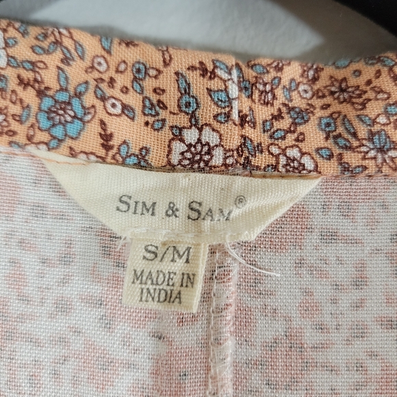 SIM & SAM pink shabby chic woven floral open front flowy kimono topper - Picture 6 of 11